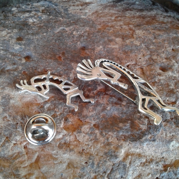 Sterling Silver Kokopelli Set of 2 Pins - Picture 4 of 8